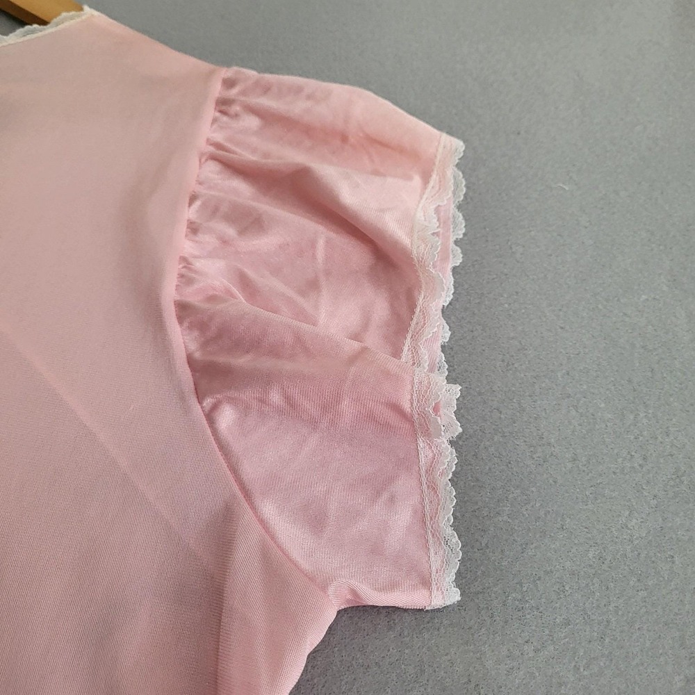VTG‎ Pink Silky Nylon Satin Long Night Gown Women's Size 26 Made In USA - Picture 5 of 10